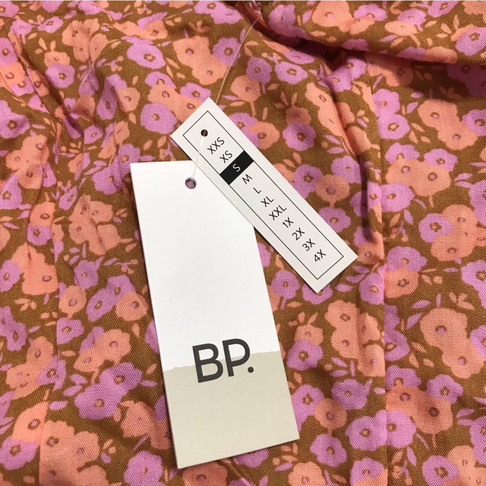 BP Tan/Pink Allison Button Front Woven Tank Dress - Picture 4 of 9